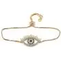 LESLIE BOULES 18K Gold Plated Evil Eye Bracelet for Women Adjustable Chain LESLIE BOULES 18K Gold Plated Evil Eye Bracelet for Women Adjustable Chain