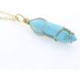 BOUTIQUELOVIN Hexagonal Natural Quartz Stone Pendant Healing Crystal Full Wire Wrap Gemstone Necklace for Women