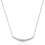 Vanbelle Sterling Silver Jewelry Curved Bar Pendant Necklace with Cubic Zirconia Stones and Rhodium Plated for Women and Girls