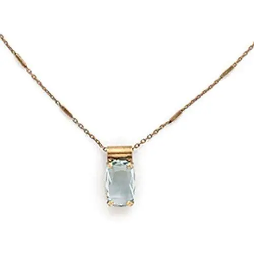Sorrelli Rectangle Crystal Pendant Necklace, Antique Gold-Tone Finish, Coastal Mist Sorrelli Rectangle Crystal Pendant Necklace, Antique Gold-Tone Finish, Coastal Mist