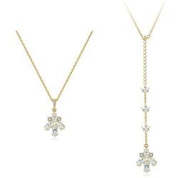 Sterling Silver Back Drop Wedding Necklace, 14k Gold Plated S925 Bridal Necklace Body Chain Jewelry