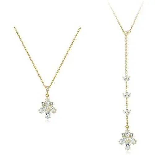 Sterling Silver Back Drop Wedding Necklace, 14k Gold Plated S925 Bridal Necklace Body Chain Jewelry Sterling Silver Back Drop Wedding Necklace, 14k Gold Plated S925 Bridal Necklace Body Chain Jewelry
