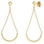 14K Yellow Gold Half Circle Bar Hanging On Chain Drop Earrings