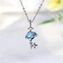Star Planet Key Necklace Choker Blue Glass Cubic Zirconia Starry Universe Star Key to Her Heart Necklace for Women Girls Statement Jewelry