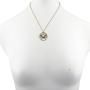 Lux Accessories Double Crescent Moon Pentagram Blue Opal Necklace