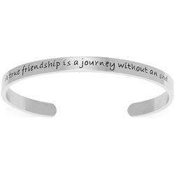 NewChiChi Cuff Bracelet Engraved A True Friendship is a Journey Without an End Inspirational Jewelry