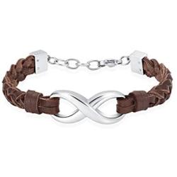 Infinity Cremation Bracelet for Ashes Genuine Leather Memorial Urn Bangle for Human Stainless Steel Keepsake Bracelet Jewelry for Women Men