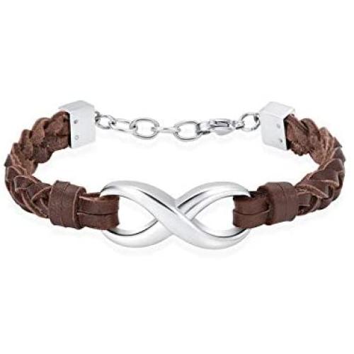 Infinity Cremation Bracelet for Ashes Genuine Leather Memorial Urn Bangle for Human Stainless Steel Keepsake Bracelet Jewelry for Women Men
