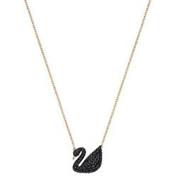 SWAROVSKI Womens Iconic Swan Jewelry Collection, Rose Gold Finish, Black Crystals