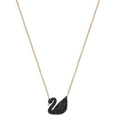 SWAROVSKI Womens Iconic Swan Jewelry Collection, Rose Gold Finish, Black Crystals