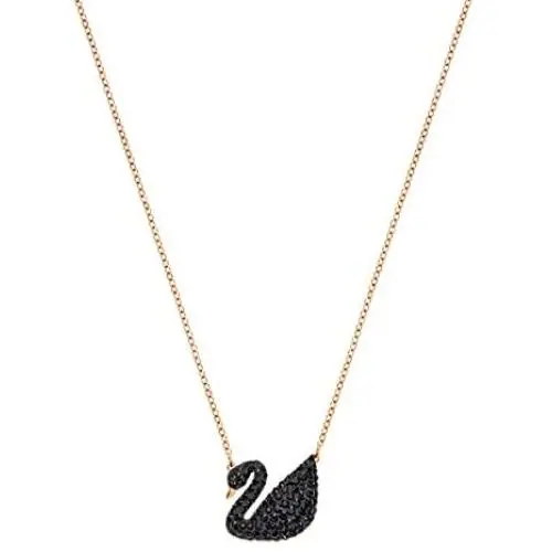 SWAROVSKI Womens Iconic Swan Jewelry Collection, Rose Gold Finish, Black Crystals