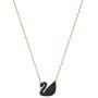 SWAROVSKI Womens Iconic Swan Jewelry Collection, Rose Gold Finish, Black Crystals