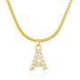 JUSZXY Initial Cubic Zirconia Necklace 14K Gold Plated Jewelry Gifts for Women Girls, Dainty Snake Chain Letter Choker Necklace Adjustable Chain 16'' + 2''