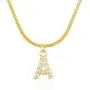 JUSZXY Initial Cubic Zirconia Necklace 14K Gold Plated Jewelry Gifts for Women Girls, Dainty Snake Chain Letter Choker Necklace Adjustable Chain 16'' + 2''