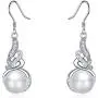 925 Sterling Silver Pearl Drop Earring White Pearl Dangle Earrings with Angel Wing Cubic Zirconia Silver Dangle Earring for Women 925 Sterling Silver Pearl Drop Earring White Pearl Dangle Earrings with Angel Wing Cubic Zirconia Silver Dangle Earring for Women