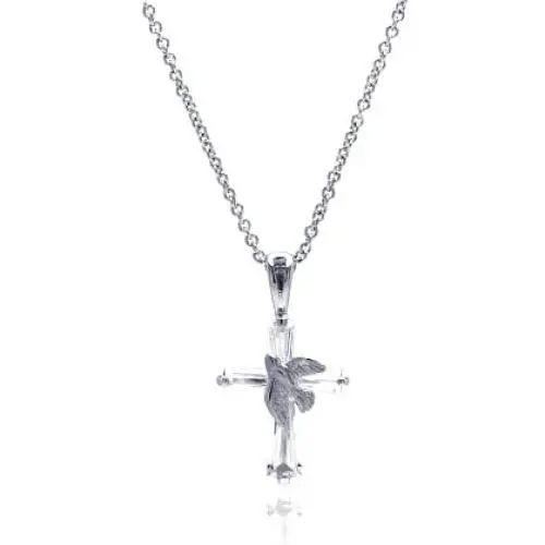 Sterling Silver Dove Cross Pendant Necklace Sterling Silver Dove Cross Pendant Necklace