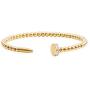 Classic Jewelry Nail Crystal Stone Stainless Steel Bangle for Women, Gold Plated Bead Bracelet, White, Gold, Rose Gold