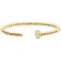 Classic Jewelry Nail Crystal Stone Stainless Steel Bangle for Women, Gold Plated Bead Bracelet, White, Gold, Rose Gold