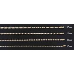 10K Tri Color Yellow, White, Rose Gold Flat Anchor Chain 2.5MM 18'' to 24''