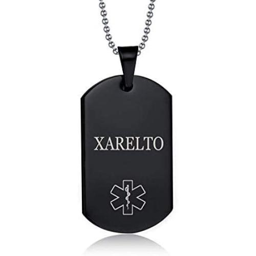 MPRAINBOW Mens Stainless Steel Customization Medical Alert Dog Tag Pendant Necklace Black,Free Engraved