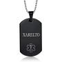 MPRAINBOW Mens Stainless Steel Customization Medical Alert Dog Tag Pendant Necklace Black,Free Engraved