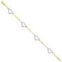 Wellingsale 14k Two 2 Tone White and Yellow Gold Heart Link Bracelet with Lobster Claw Clasp - 7.5''