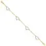 Wellingsale 14k Two 2 Tone White and Yellow Gold Heart Link Bracelet with Lobster Claw Clasp - 7.5'' Wellingsale 14k Two 2 Tone White and Yellow Gold Heart Link Bracelet with Lobster Claw Clasp - 7.5''