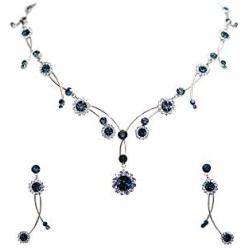 Faship Gorgeous Rhinestone Crystal Floral Necklace Earrings Set
