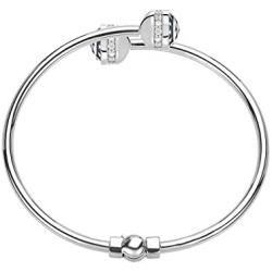 DBW Jewelry Silver Bangle Bracelets for Women - Charms Optional - Open Hinge, 6.5” to 7'' - Charm Bracelet for Girls - Everyday Style