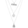 LUX ACCESSORIES Burnished Silver Witch Wiccan Pentagram Opal Layered Necklace