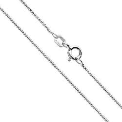 MIA SARINE 060 Gauge Rhodium Plated Sterling Silver Box Chain Italian Necklace for Women