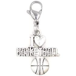 Its All About...You! I Love Basketball Sports Clip on Charm Perfect for Necklaces Bracelets 102Z