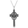 Oxidized 925 Sterling Silver Celtic Claddagh Crown, Cross or Celtic Knot Pendant Necklace, 18''