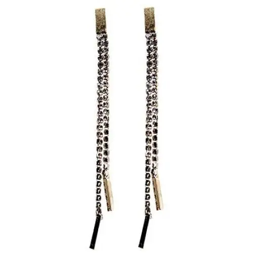 DecorTales Fashion Designer Party-wear Gold Plated Bohemian Oxidized Zirconia Long Tassel Drop Dangle Indian Earrings DecorTales Fashion Designer Party-wear Gold Plated Bohemian Oxidized Zirconia Long Tassel Drop Dangle Indian Earrings