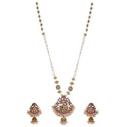 TARINIKA Lord Krishna Pendant Set with Pearls for Women and Girl -Red
