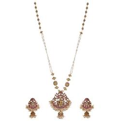 TARINIKA Lord Krishna Pendant Set with Pearls for Women and Girl -Red