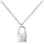 MEMGIFT Dainty Silver Initial Lock Necklace Cute Simple Minimalist Personalized Jewelry Letter Engraved for Girlfriend Wife Mom Daughter Best Friend Sister Fiancee
