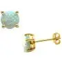 14K Yellow Gold Filled Sterling Silver Fire Opal Gemstone Stud Earring for Women Men, Color White - Blue - Pink - Green - Black, Diameter 3mm - 4mm - 5mm - 6mm