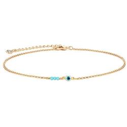 Dainty Evil Eye Protection Necklace,14K Gold Plated Cute Delicate Handmade Tiny Bead Necklace for Women