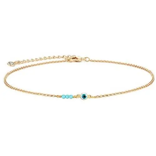 Dainty Evil Eye Protection Necklace,14K Gold Plated Cute Delicate Handmade Tiny Bead Necklace for Women Dainty Evil Eye Protection Necklace,14K Gold Plated Cute Delicate Handmade Tiny Bead Necklace for Women