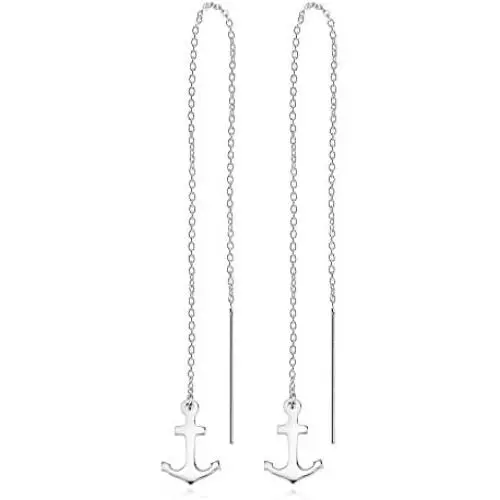 Contemporary Nautical Anchor .925 Sterling Silver Thread Slide Earrings Contemporary Nautical Anchor .925 Sterling Silver Thread Slide Earrings