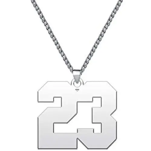 LuxglitterLin Sports Inspirational Large Number Necklace 0 to 99 Stainless Steel 25mm High Pendant Jewelry for Men Boy 3mm Wide Wheat Chain LuxglitterLin Sports Inspirational Large Number Necklace 0 to 99 Stainless Steel 25mm High Pendant Jewelry for Men Boy 3mm Wide Wheat Chain