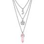 MJartoria Moon Pentagram Necklace Pentacle Chakra Charm Pendant Multi Layer Alloy Chain Choker Necklace Set Gothic Jewelry