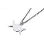 Stainless Steel Wiccan Triple Moon Goddess Symbol Pendant Necklace Jewelry for Men Women,24'' Chain