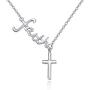 Cross Necklace 925 Sterling Silver Y Shape Drop with Sideway Faith Necklace, Cross Jewelry Faith Jewelry Mother Day Religious Gift for Women Girlfriend Daughter with Gift Box