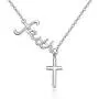 Cross Necklace 925 Sterling Silver Y Shape Drop with Sideway Faith Necklace, Cross Jewelry Faith Jewelry Mother Day Religious Gift for Women Girlfriend Daughter with Gift Box