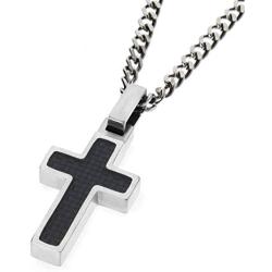 Unique GESTALT Midsize Titanium Cross Necklace with Black Carbon Fiber Inlay.