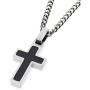 Unique GESTALT Midsize Titanium Cross Necklace with Black Carbon Fiber Inlay.