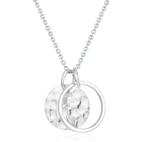 Wellme Sterling Silver Hammered Disc Karma Circle Pendant with 18 Necklace Chain Fine Jewelry Wellme Sterling Silver Hammered Disc Karma Circle Pendant with 18 Necklace Chain Fine Jewelry
