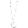 Gem Stone King 925 Sterling Silver Half Moon and Stars Pendant Necklace For Women with CZ Charm and Adjustable Chain Length 16 Inch - 18 Inch